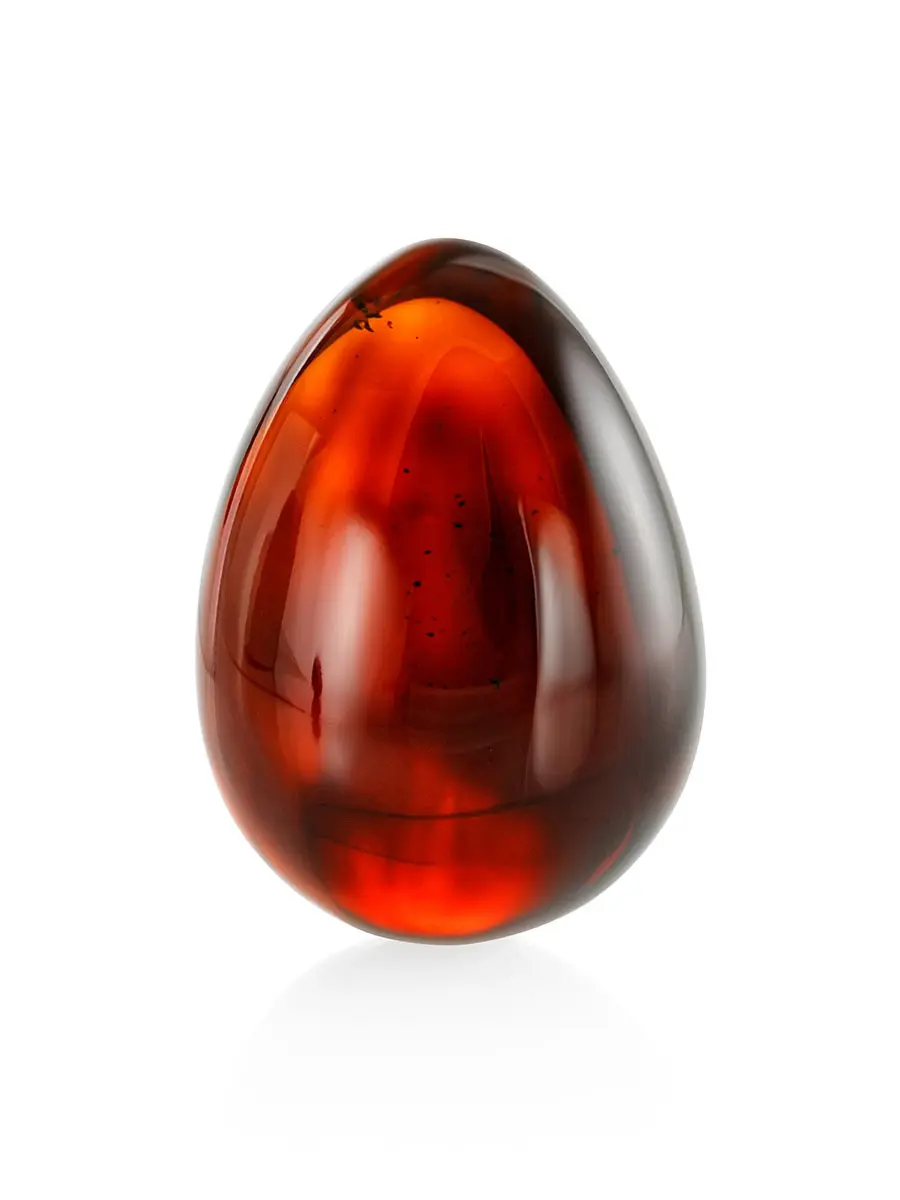 картинка Тёмно-вишнёвый глянцевый кусочек натурального янтаря в форме капли в онлайн магазине