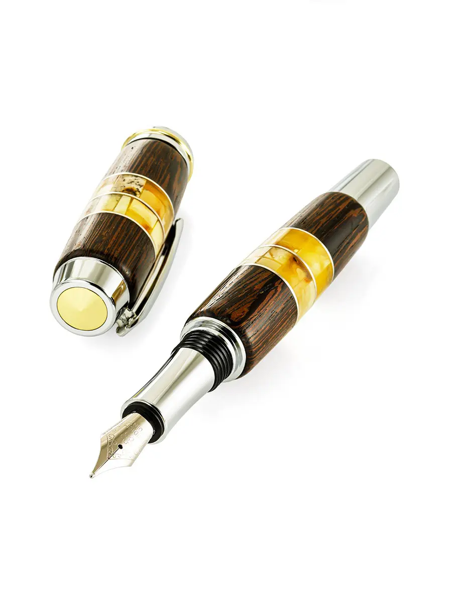картинка Перьевая ручка из древесины венге и натурального янтаря «Индонезия» в онлайн магазине