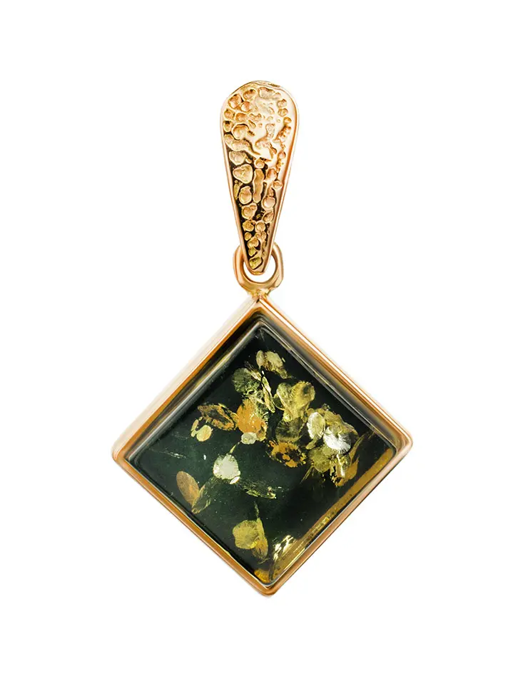 картинка Геометрический кулон из золота и зелёного янтаря «Овация» в онлайн магазине