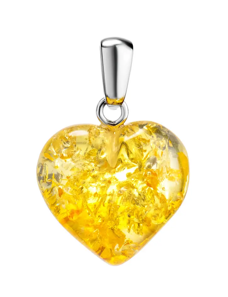 картинка Кулон «Сердце» из натурального искрящегося янтаря в онлайн магазине