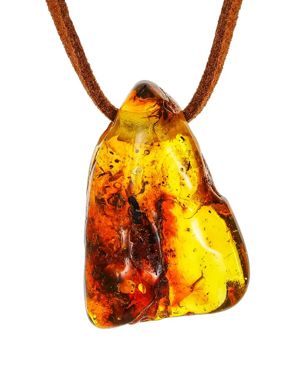 картинка Подвеска из натурального янтаря со слоистой текстурой с включением насекомого в онлайн магазине