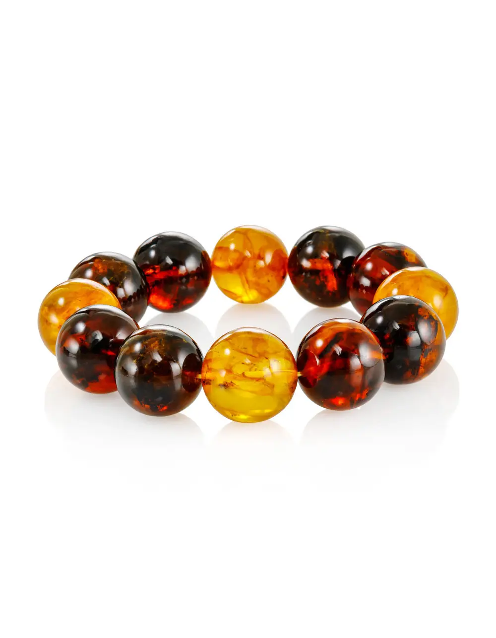 картинка Браслет из натуральных янтарных шаров «Пёстрый» в онлайн магазине