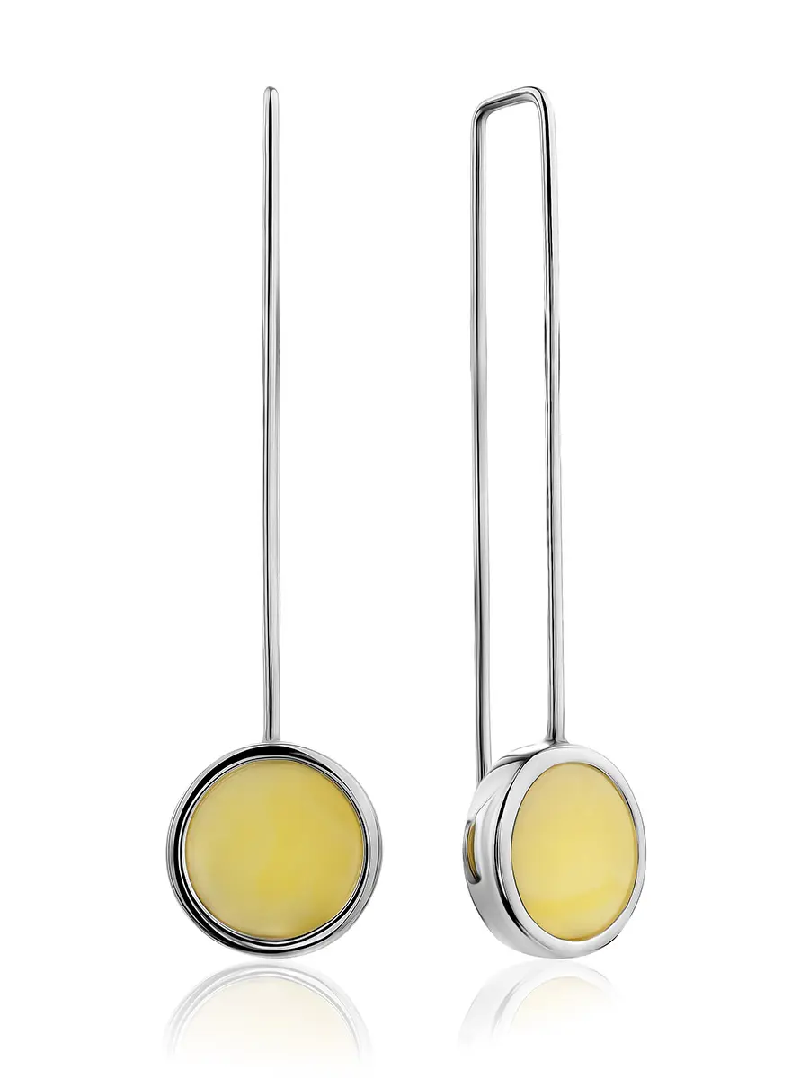 картинка Серьги-крючки Palazzo из серебра и янтаря медового цвета в онлайн магазине