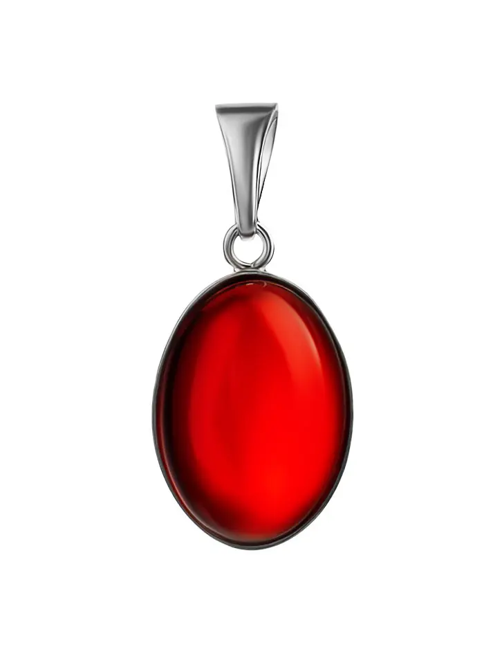 картинка Яркий овальный кулон «Годжи» из натурального янтаря ярко-красного цвета в онлайн магазине
