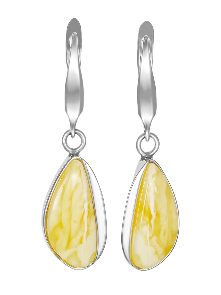 картинка Серьги из натурального янтаря медового цвета и серебра «Лагуна» в онлайн магазине