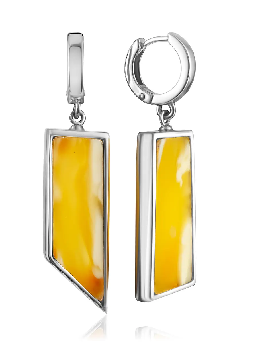 картинка Стильные серьги ручной работы Palazzo с текстурным янтарём в онлайн магазине