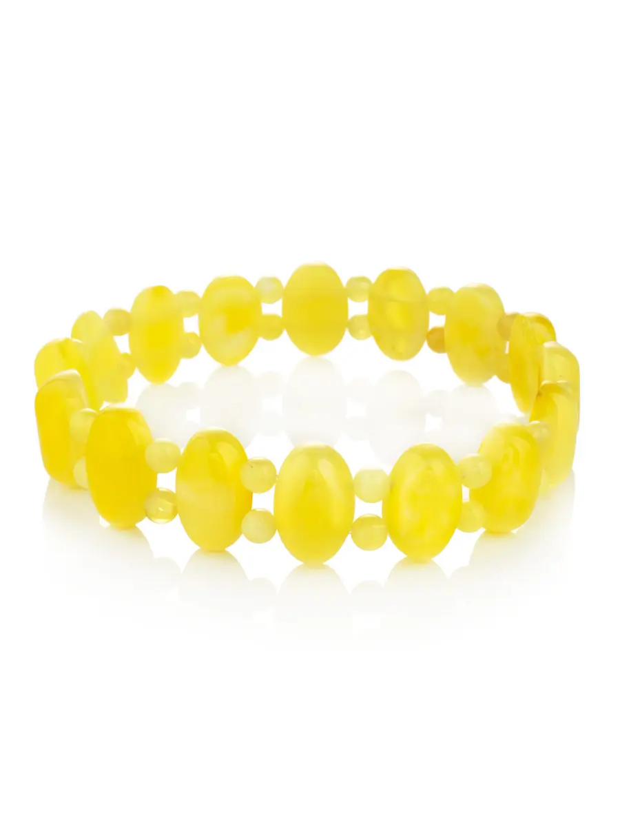 картинка Нежный браслет из натурального янтаря медового цвета «Ойкумена» в онлайн магазине