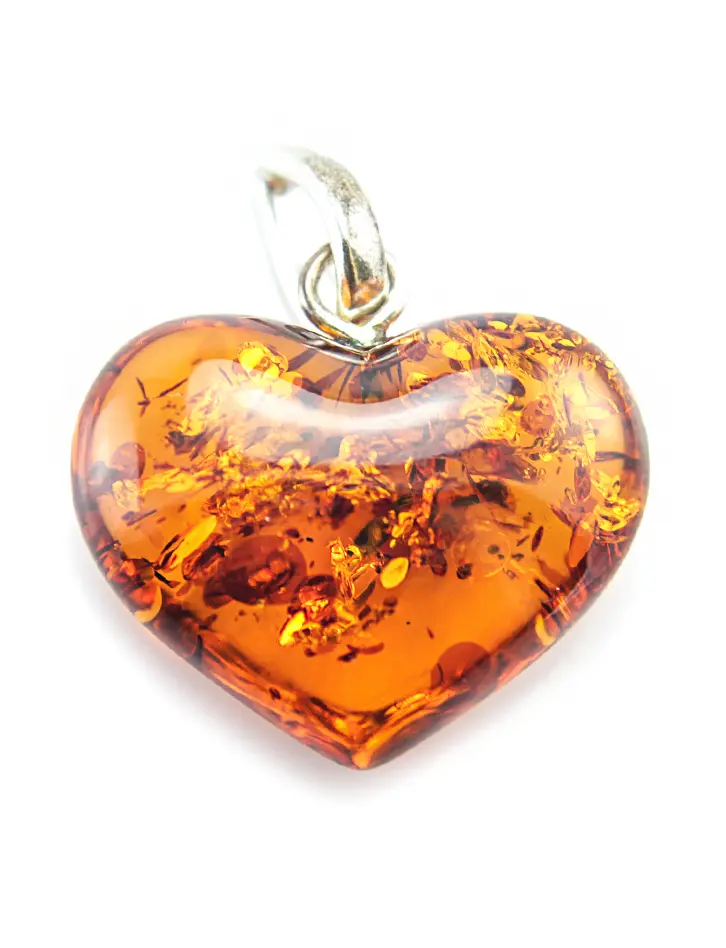 картинка Кулон из натурального каленого янтаря «Искрящееся сердце» в онлайн магазине