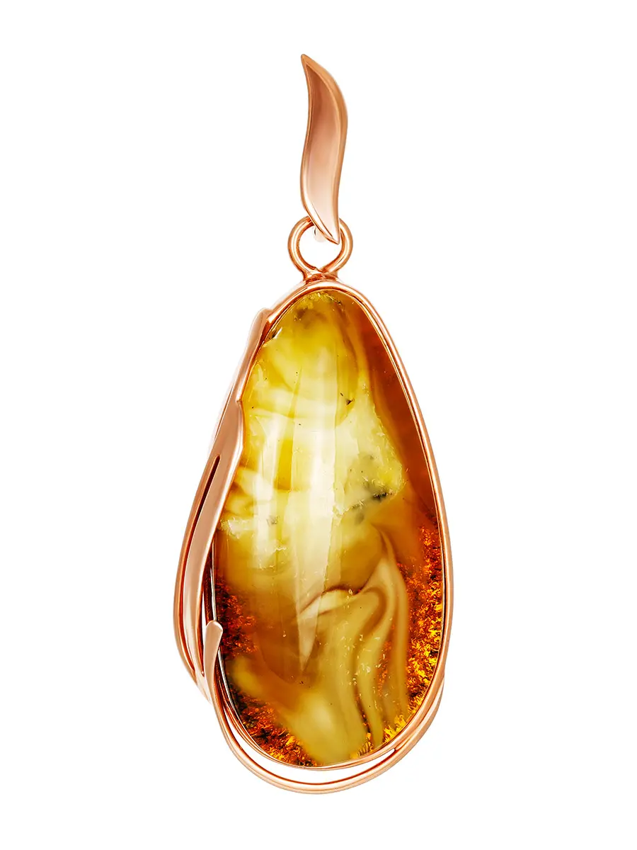 картинка Кулон из уникального кусочка натурального балтийского янтаря в позолоченном серебре «Маньяна» в онлайн магазине