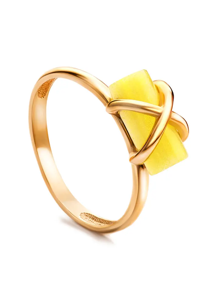 картинка Кольцо «Скандинавия» из золота с медовым янтарём в онлайн магазине