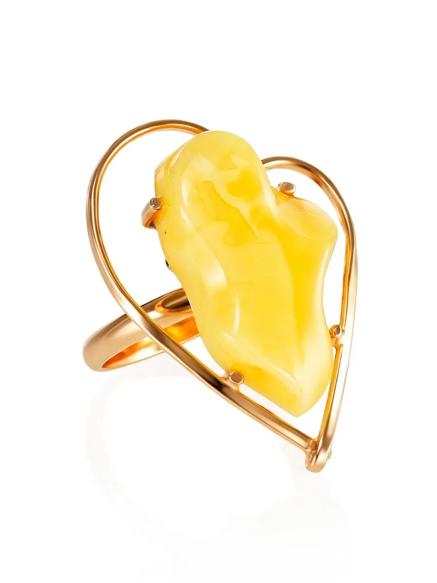 картинка Нарядное позолоченное кольцо с натуральным балтийским янтарём «Венеция» в онлайн магазине