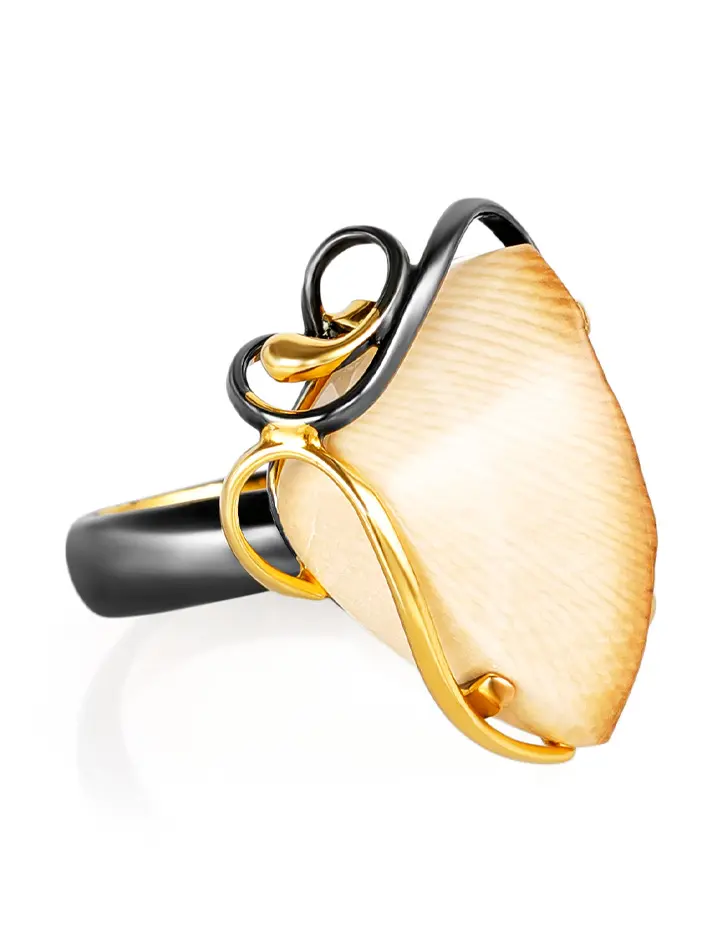 картинка Оригинальное кольцо «Эра» из позолоченного серебра и бивня мамонта в онлайн магазине
