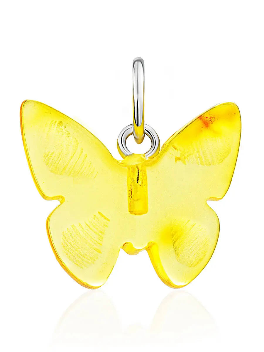 картинка Кулон-шарм «Апрель» в виде бабочки из натурального лимонного янтаря в онлайн магазине