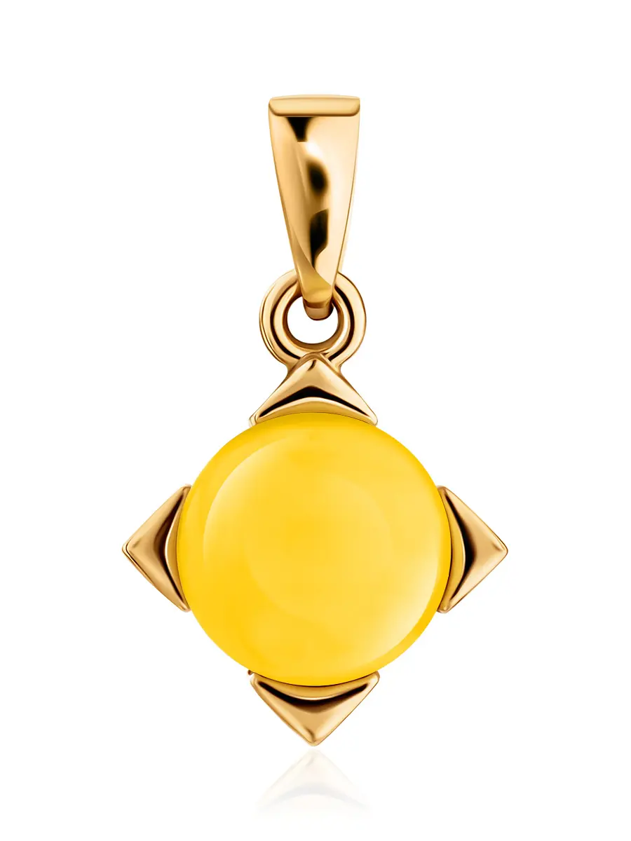 картинка Маленькая нежная подвеска из золота с натуральным медовым янтарём «Рондо» в онлайн магазине
