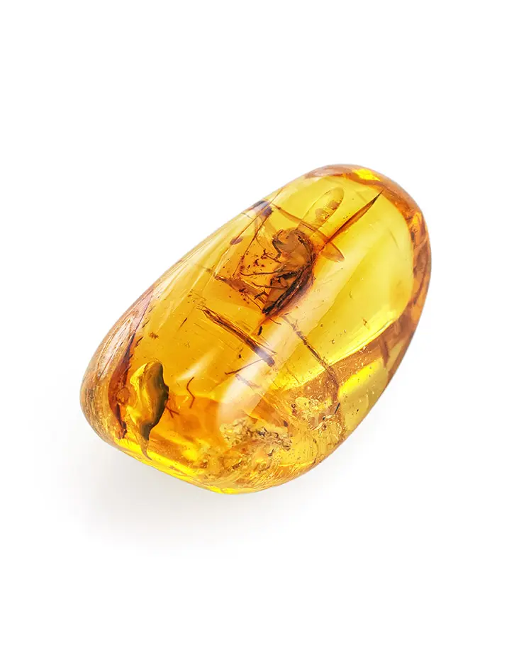 картинка Натуральный янтарь золотистого цвета с инклюзом в онлайн магазине