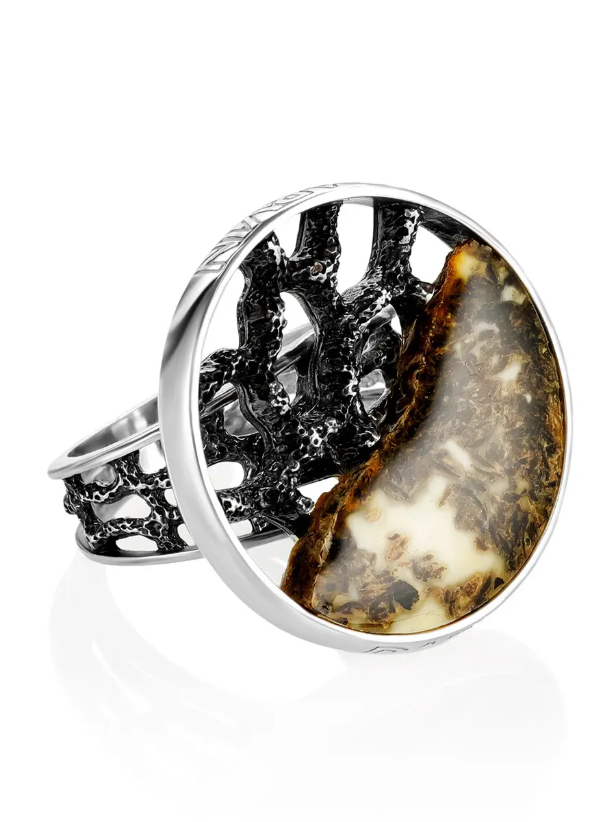 картинка Эффектное кольцо «Модерн» из натурального балтийского янтаря в онлайн магазине