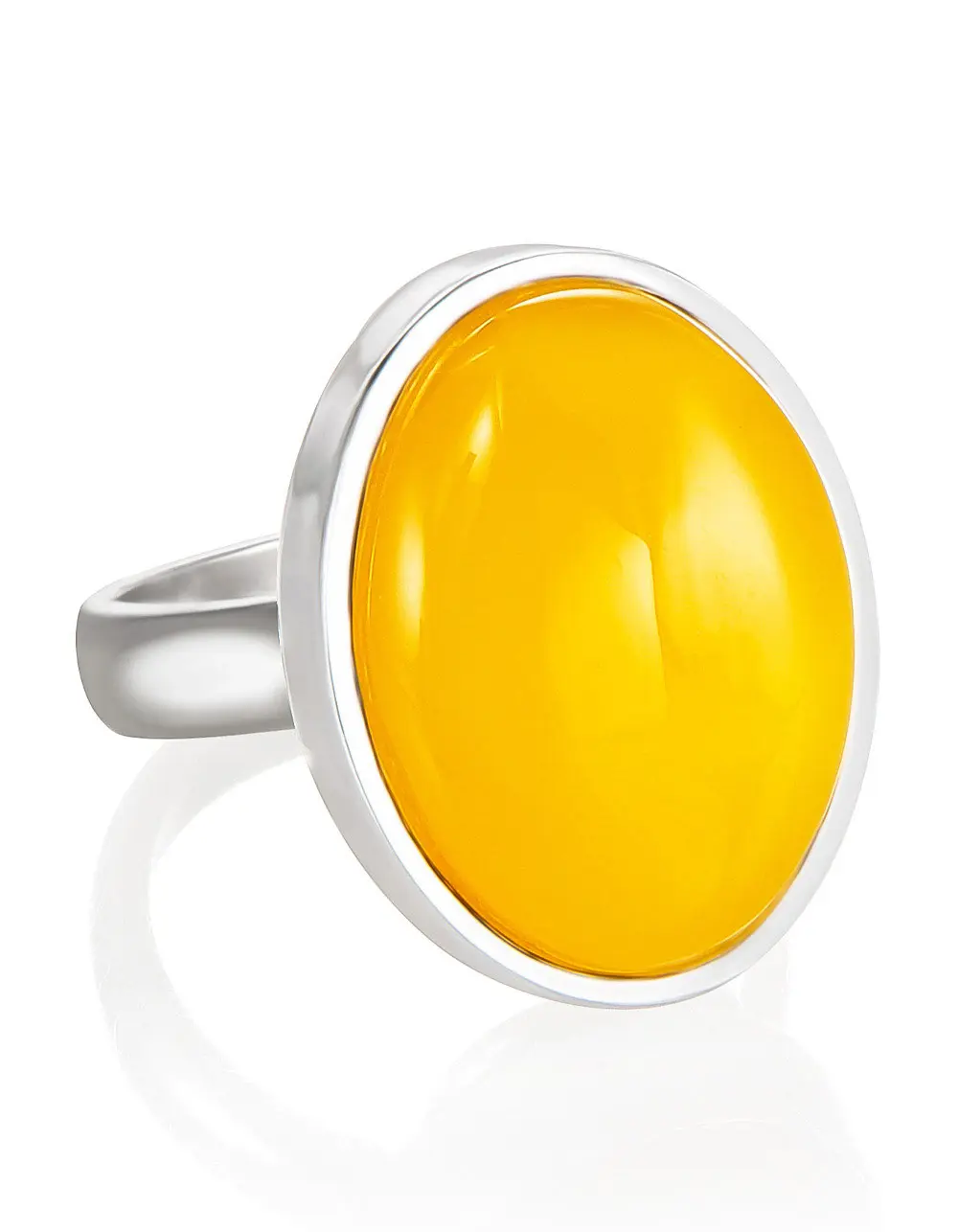 картинка Кольцо с вставкой из натурального ярко-медового янтаря «Глянец» в онлайн магазине