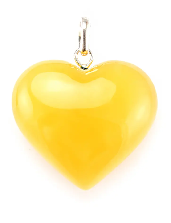 картинка Кулон из крупного цельного янтаря медового цвета «Сердце» в онлайн магазине