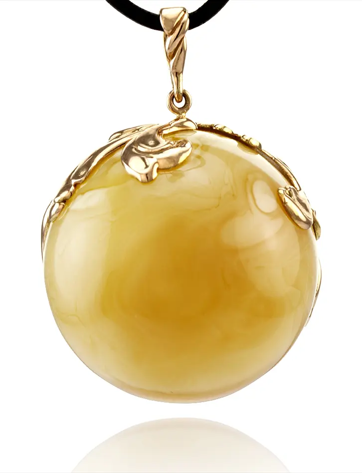 картинка Роскошный кулон из натурального балтийского янтаря в золоте 585 пробы «Версаль» в онлайн магазине