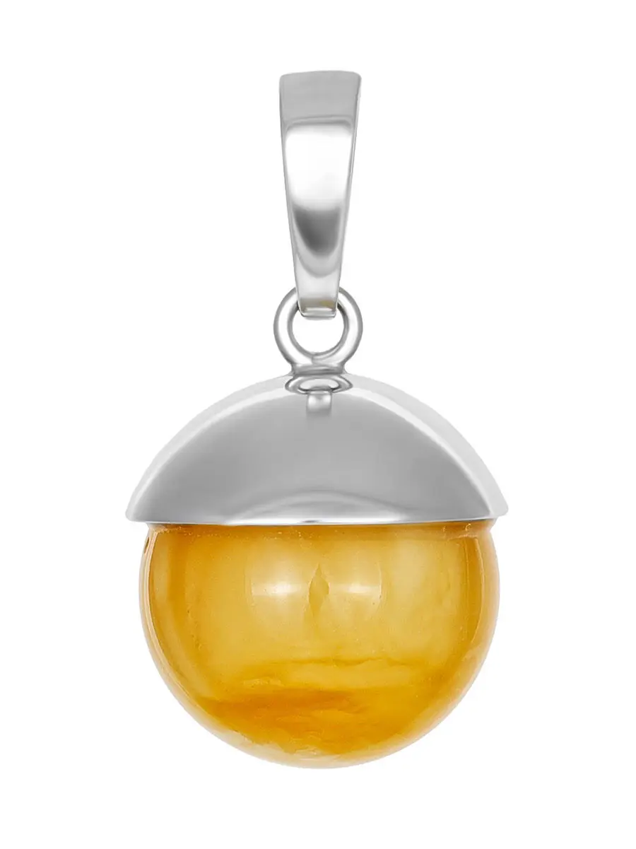 картинка Подвеска-шар из натурального текстурного янтаря медового цвета «Париж» в онлайн магазине