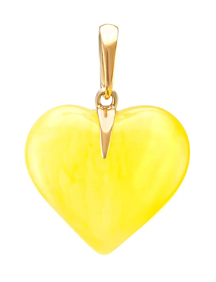 картинка Небольшой кулон из натурального медового янтаря «Сердце» в онлайн магазине