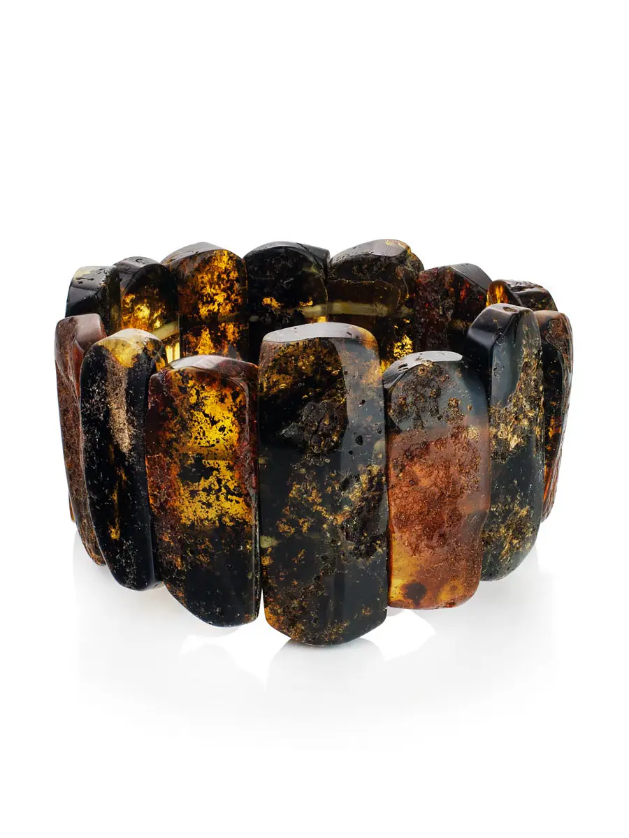картинка Лечебный браслет для женщин и мужчин из натурального текстурного янтаря «Помпеи» в онлайн магазине