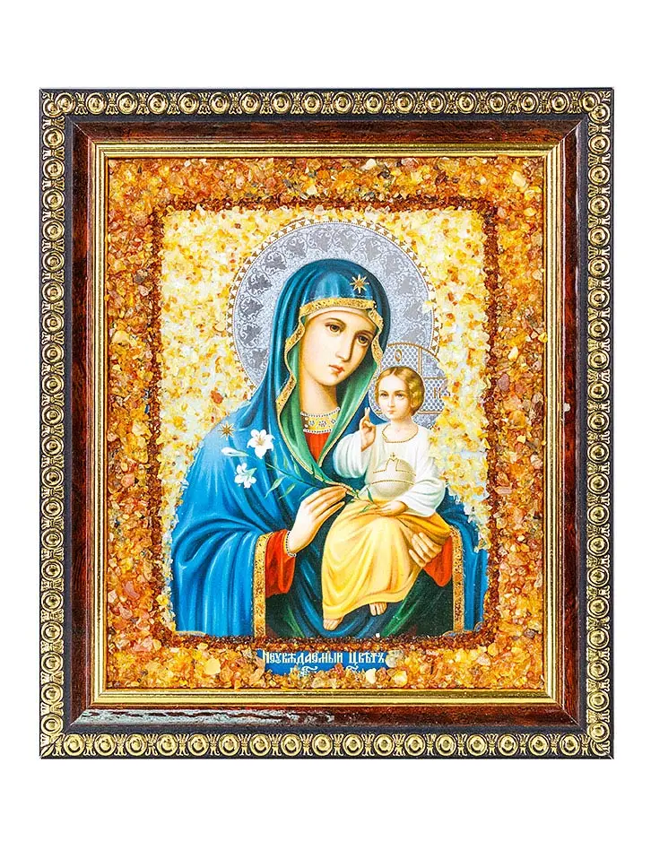 картинка Янтарная икона Божией Матери «Неувядаемый цвет» в онлайн магазине