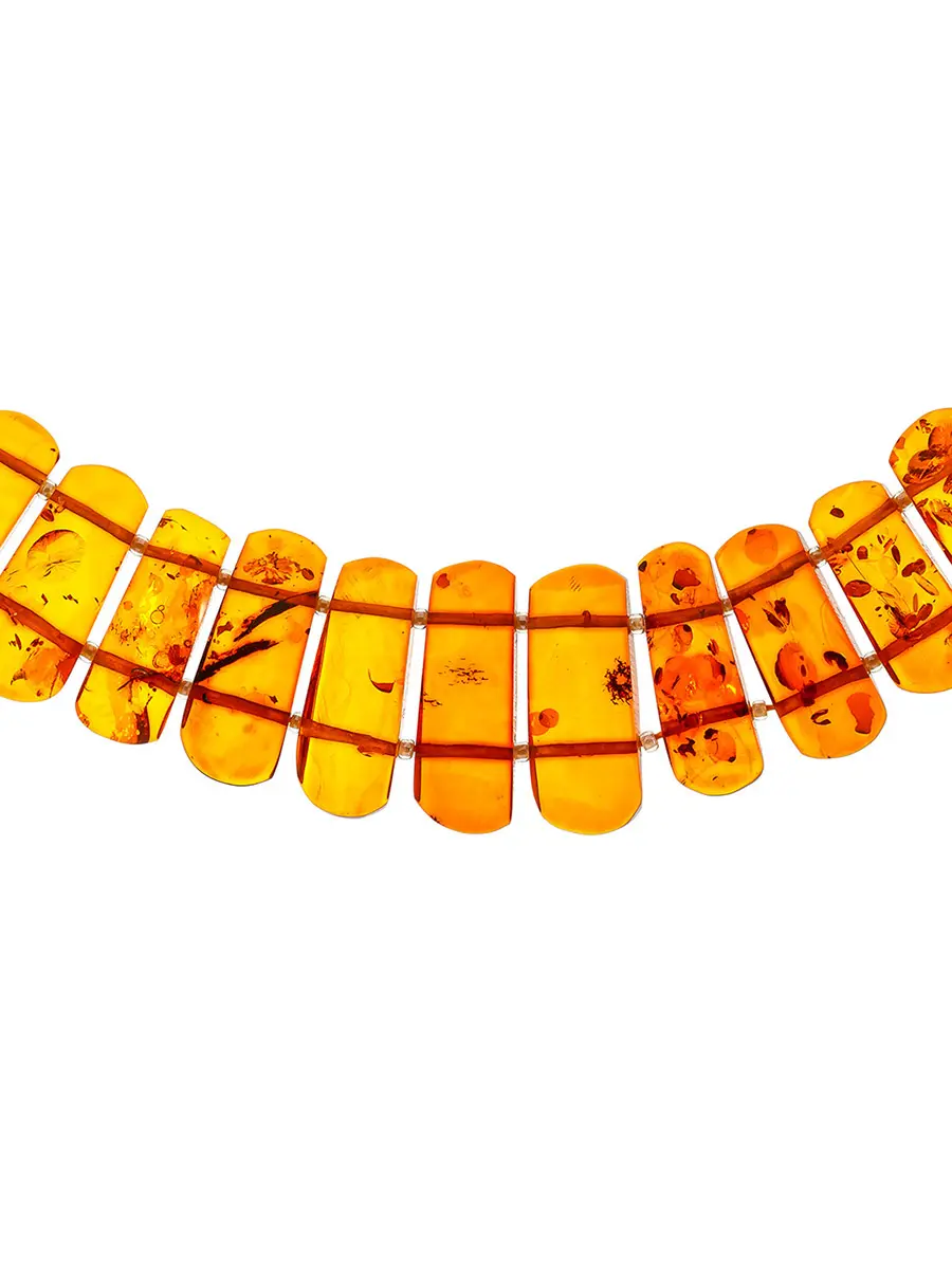картинка Колье из натурального янтаря «Пластинки коньячные» в онлайн магазине