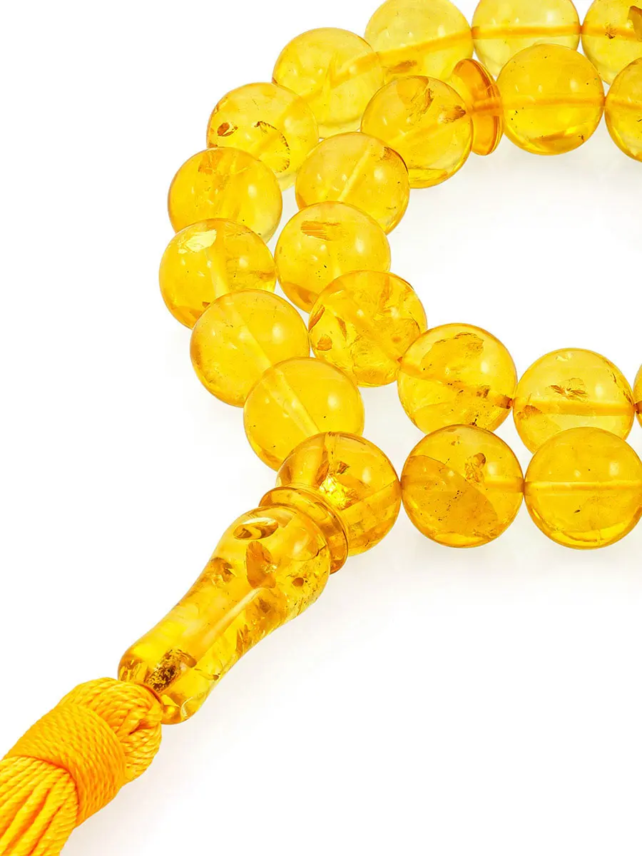 картинка Чётки из натурального янтаря ярко-лимонного цвета на 33 бусины в онлайн магазине