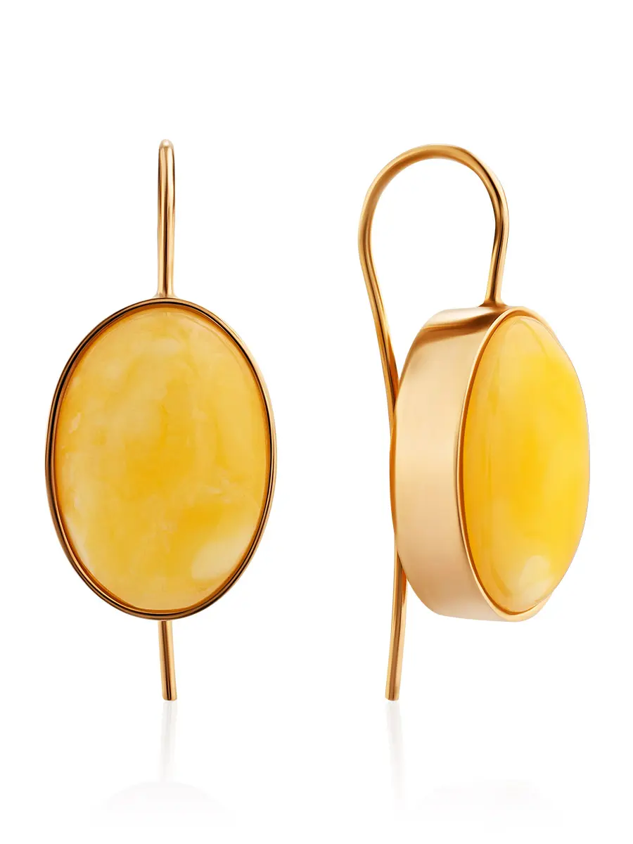 картинка Яркие стильные серьги «Притяжение» из цельного медового янтаря в онлайн магазине