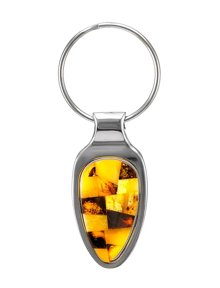 картинка Брелок для ключей, украшенный мозаикой из натурального янтаря в онлайн магазине
