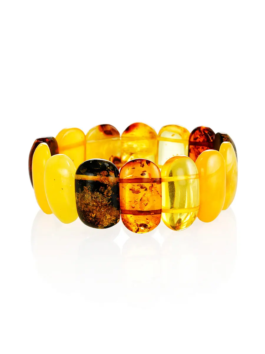 картинка Плоский браслет из натурального янтаря разных оттенков в онлайн магазине