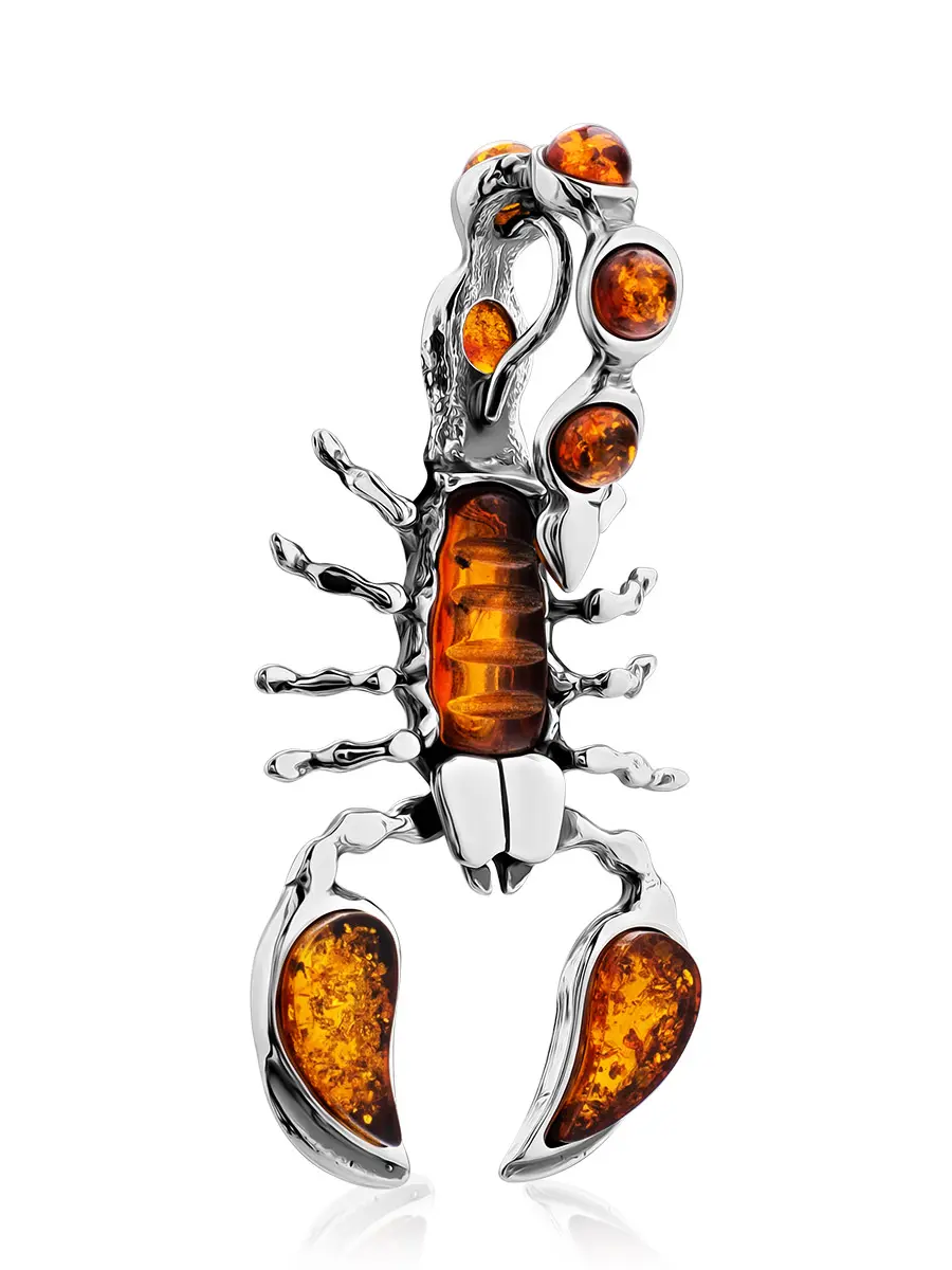 картинка Крупный кулон из натурального коньячного янтаря «Скорпион» в онлайн магазине