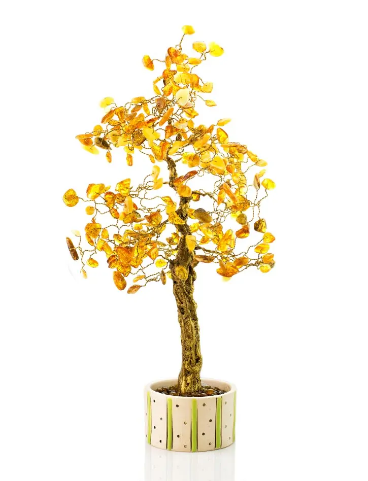 картинка Денежное дерево из янтаря в керамическом стаканчике  в онлайн магазине