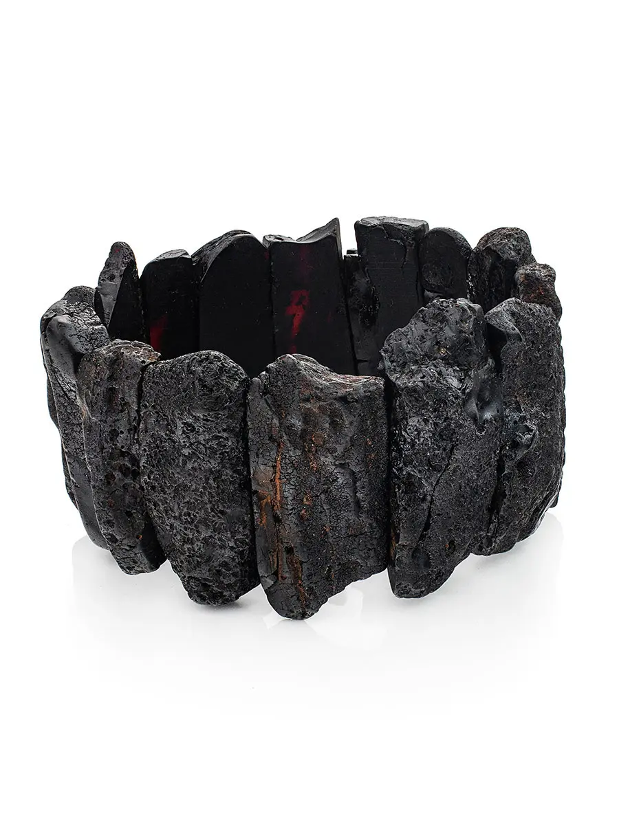 картинка Чёрный браслет с лечебным эффектом из натурального балтийского янтаря «Помпеи» в онлайн магазине