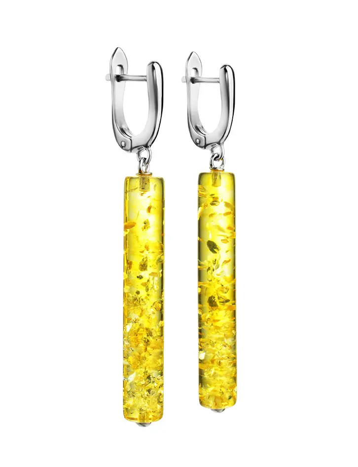 картинка Оригинальные серьги из серебра и натурального лимонного янтаря «Кения» в онлайн магазине