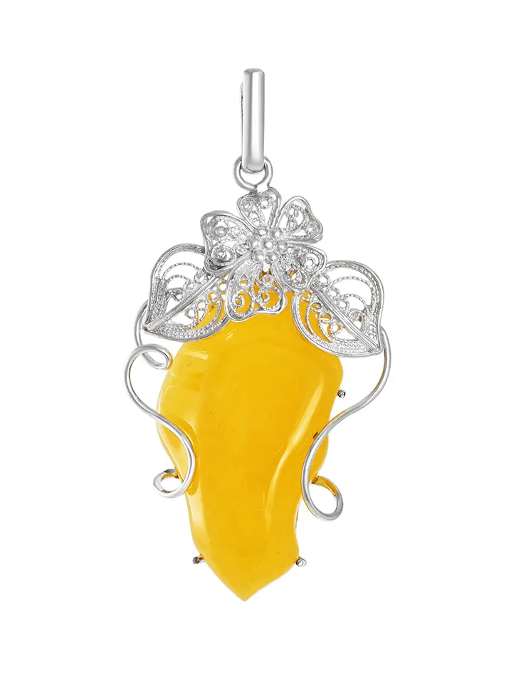 картинка Роскошная подвеска из натурального медового янтаря «Филигрань» в онлайн магазине