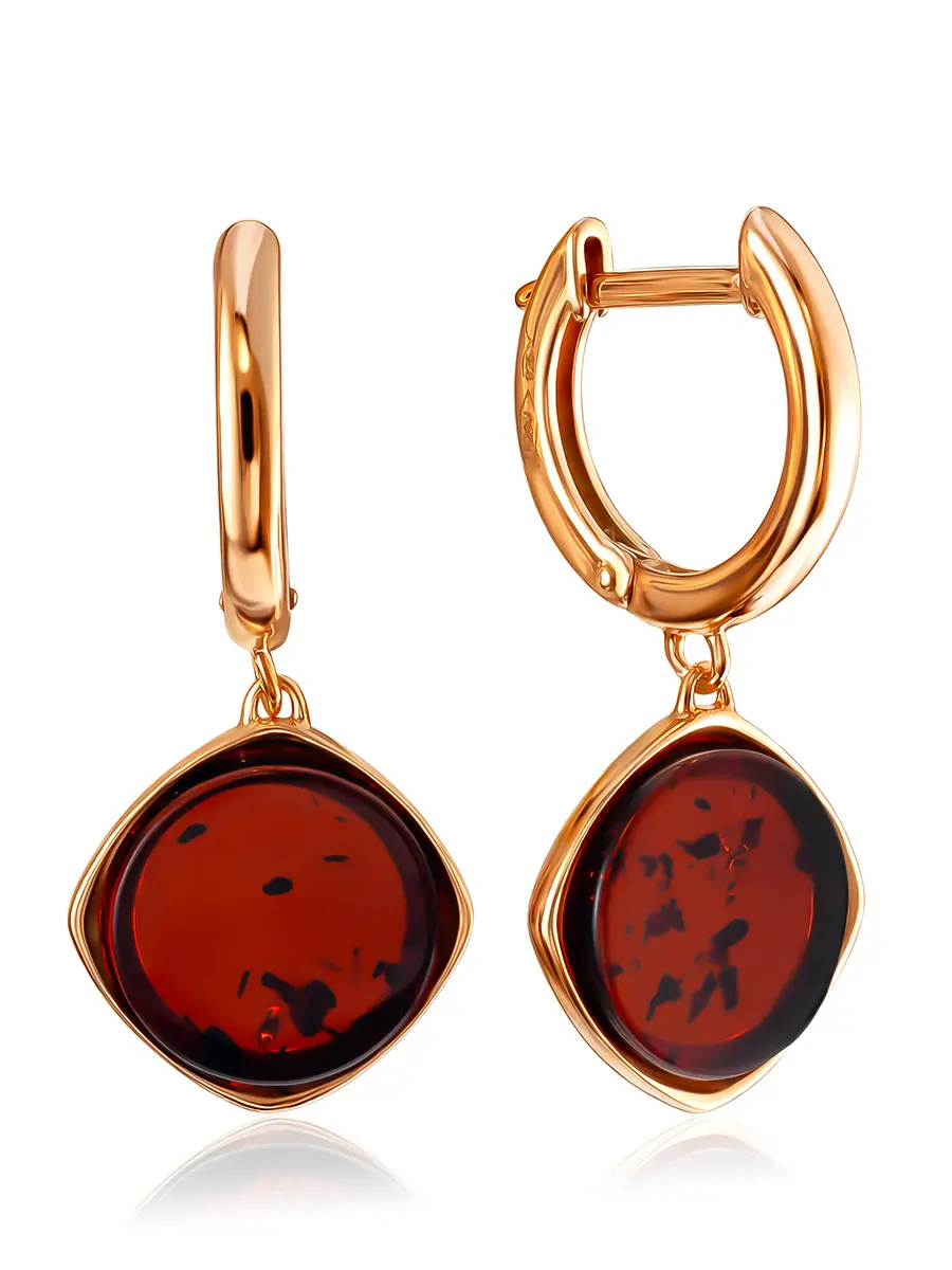 картинка Яркие серьги «Монако» с вишнёвым янтарём в онлайн магазине