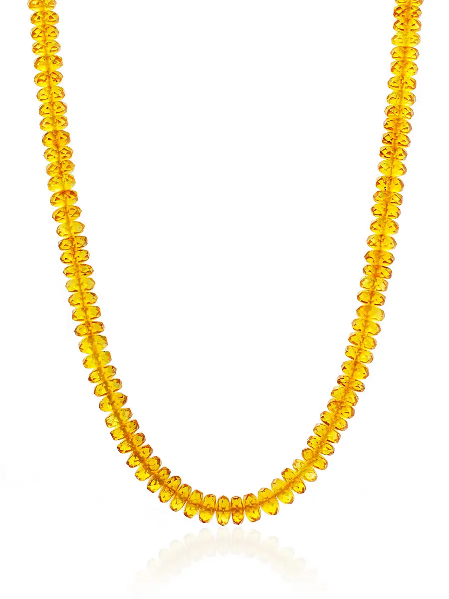 картинка Бусы из натурального золотистого янтаря «Карамель алмазная грань» в онлайн магазине