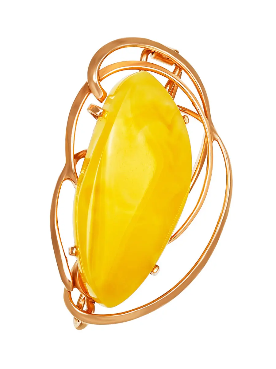 картинка Изысканная брошь-кулон из цельного балтийского янтаря медового цвета «Риальто» в онлайн магазине