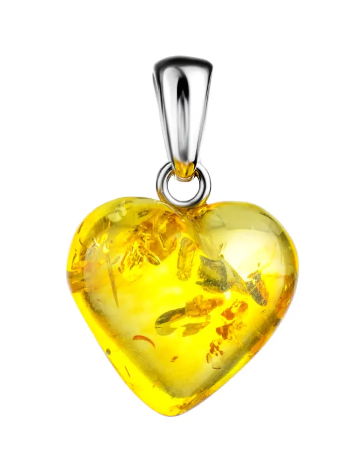 картинка Кулон из натурального янтаря «Сердце искрящееся лимонное» в онлайн магазине