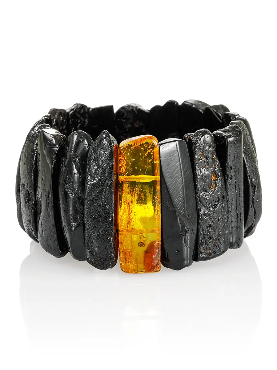 картинка Браслет «Помпеи» из чёрного янтаря с инклюзом в онлайн магазине