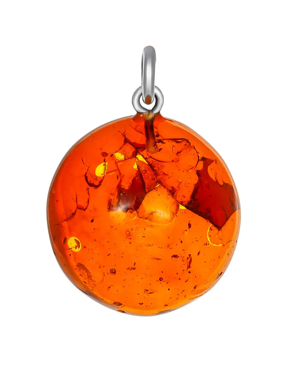 картинка Круглая подвеска из натурального балтийского янтаря коньячного цвета в онлайн магазине