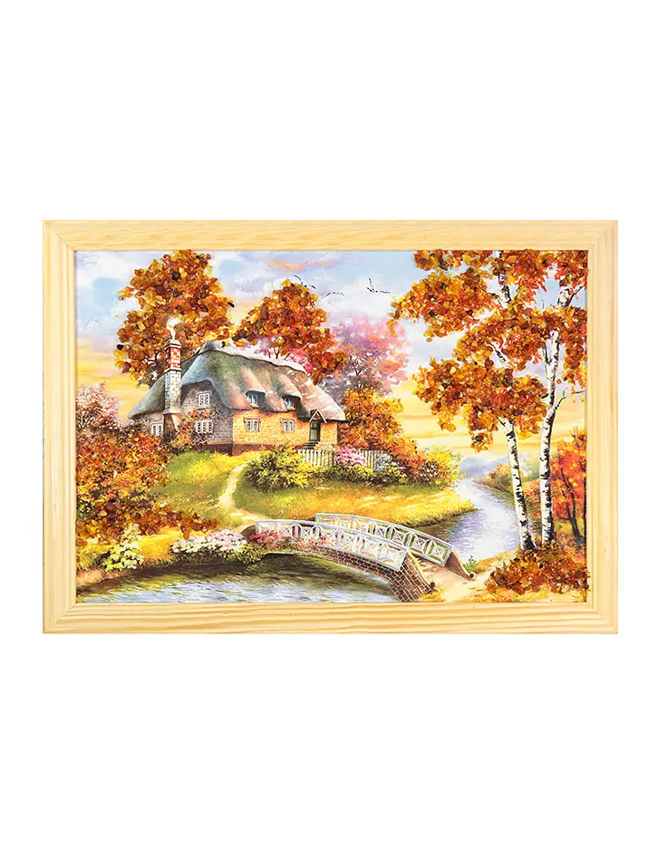 картинка Пасторальный пейзаж, украшенный россыпью балтийского янтаря «Домашний очаг» 23 (В) х 32 (Ш) в онлайн магазине
