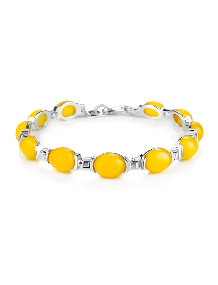 картинка Элегантный женственный браслет с натуральным медовым янтарём «Кадриль» в онлайн магазине