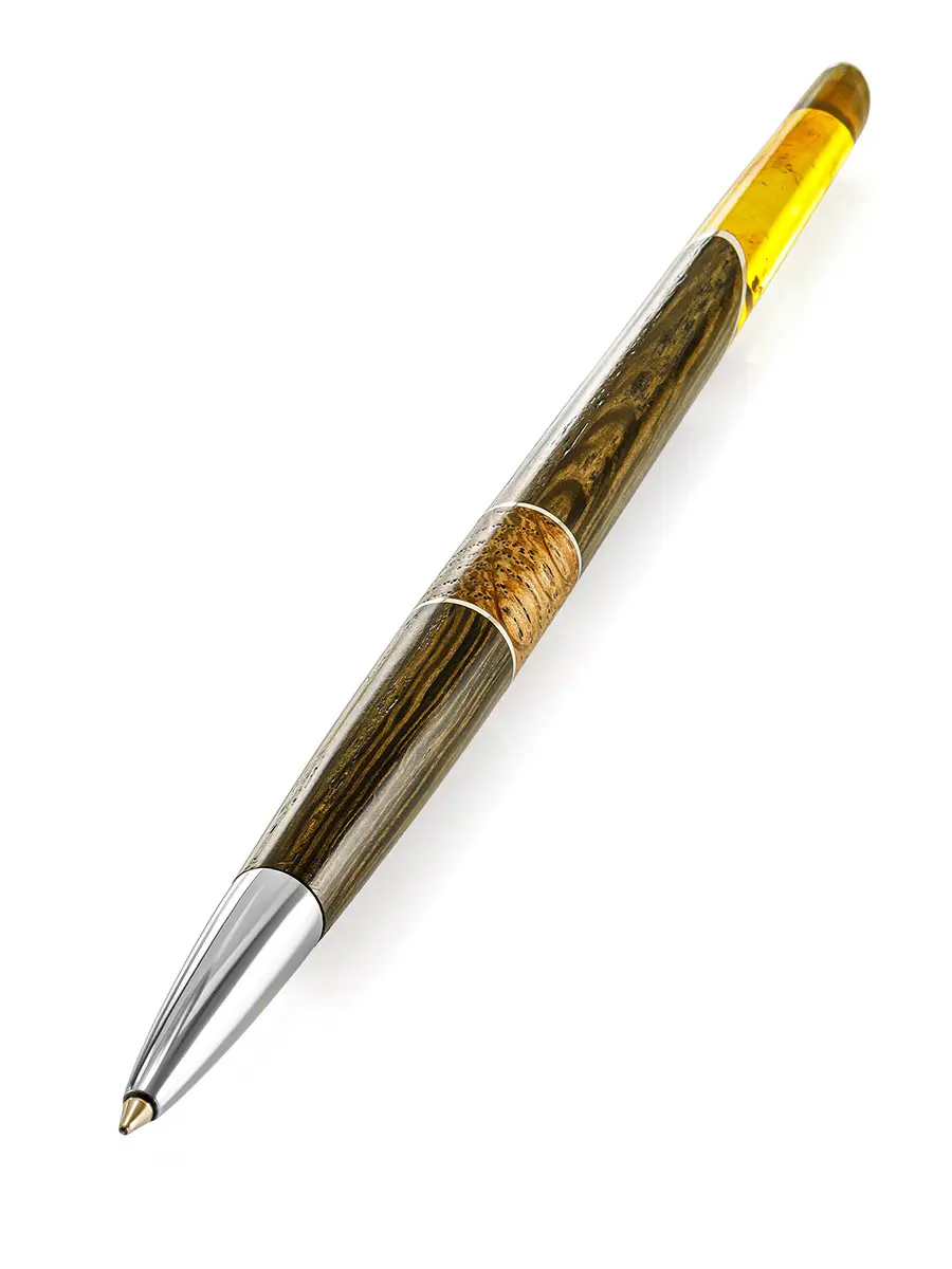 картинка Ручка из дерева и натурального цельного балтийского янтаря с инклюзами «Олливандер» в онлайн магазине