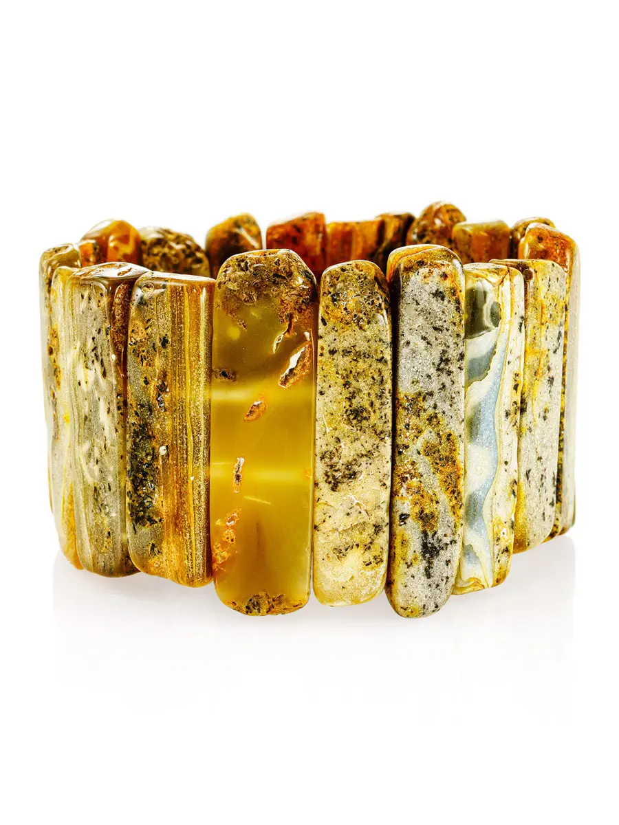 картинка Эффектный браслет «Помпеи» из цельного натурального балтийского янтаря в онлайн магазине