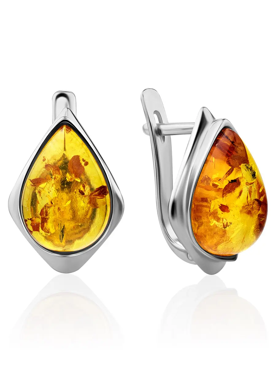 картинка Серьги «Сардиния» из серебра с янтарём золотистого цвета в онлайн магазине