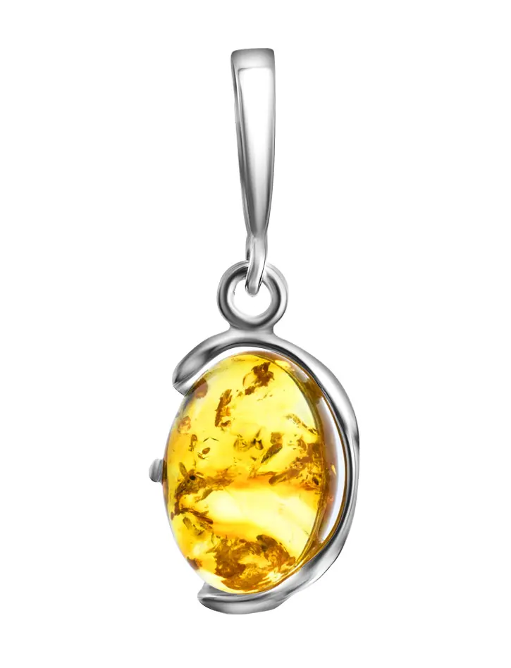 картинка Изящная подвеска из натурального искрящегося янтаря лимонного цвета «Вивальди» в онлайн магазине
