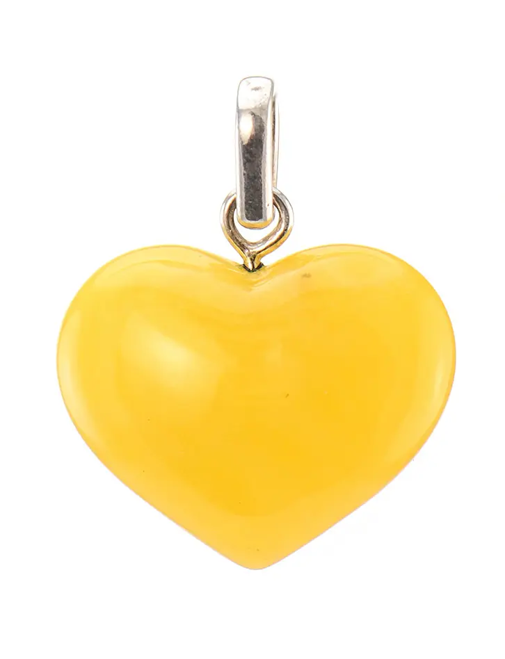 картинка Кулон из натурального цельного янтаря «Сердце» медового оттенка в онлайн магазине
